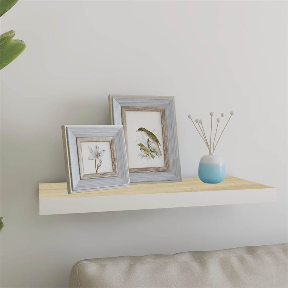 

Floating Wall Shelf Oak and White 60x23.5x3.8 cm MDF