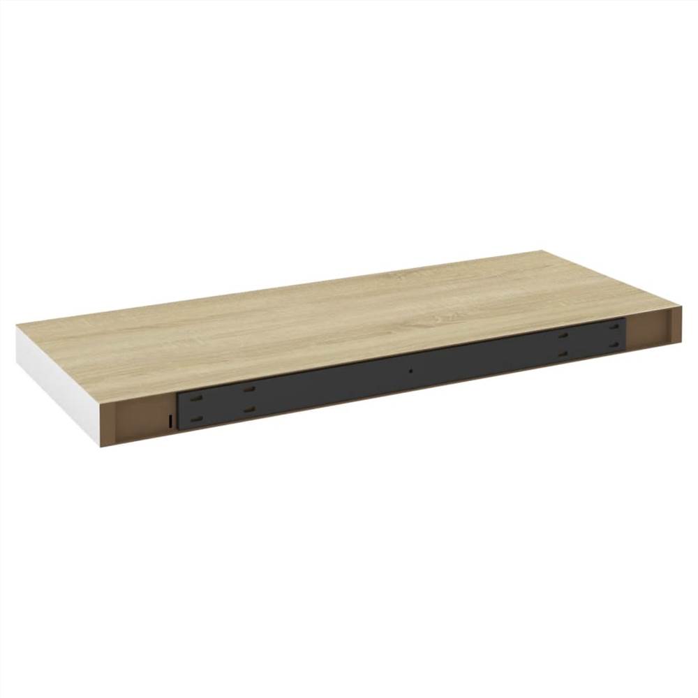 Floating Wall Shelf Oak and White 60x23.5x3.8 cm MDF