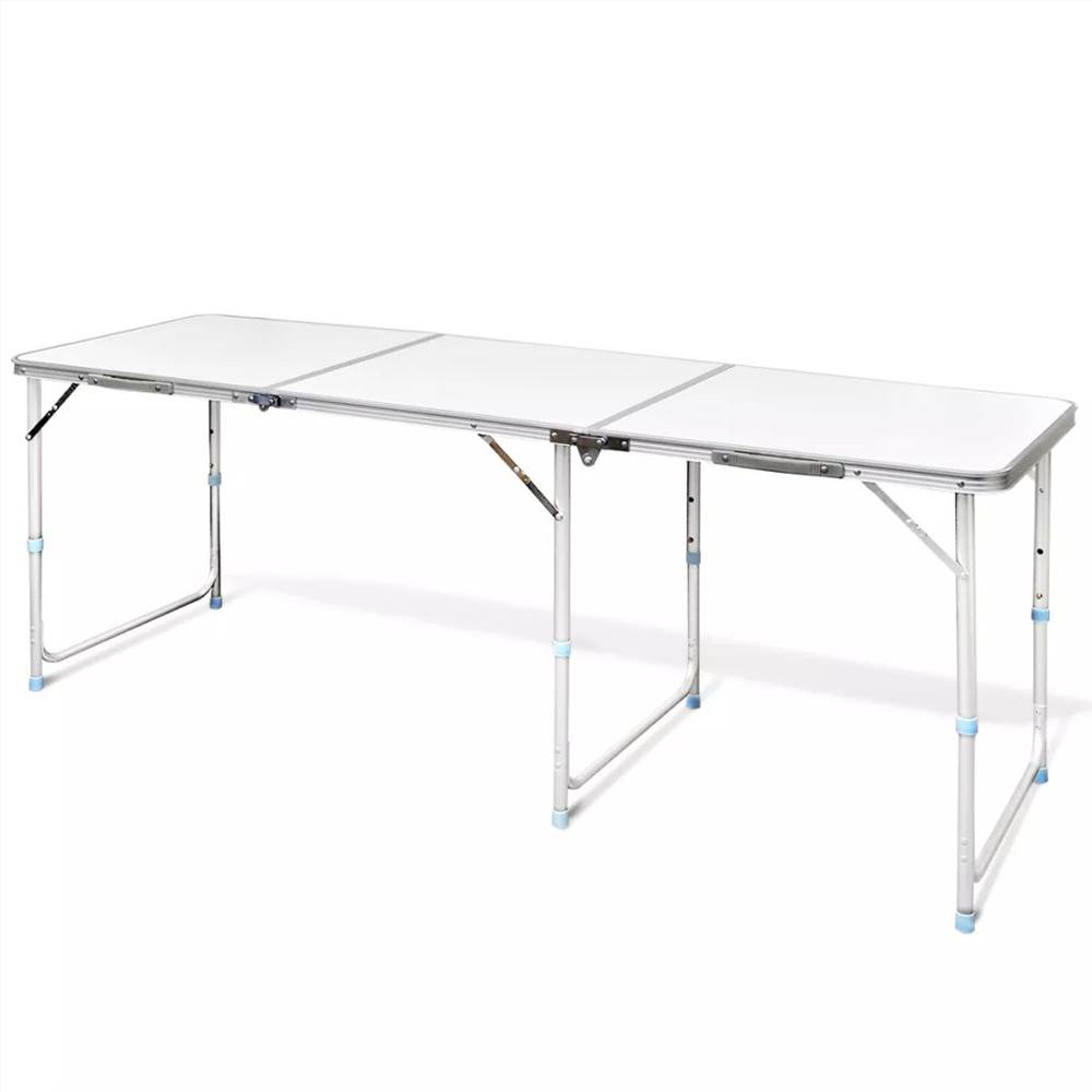 طاولة تخييم قابلة للطي بارتفاع قابل للتعديل من الألومنيوم 180 × 60 سم