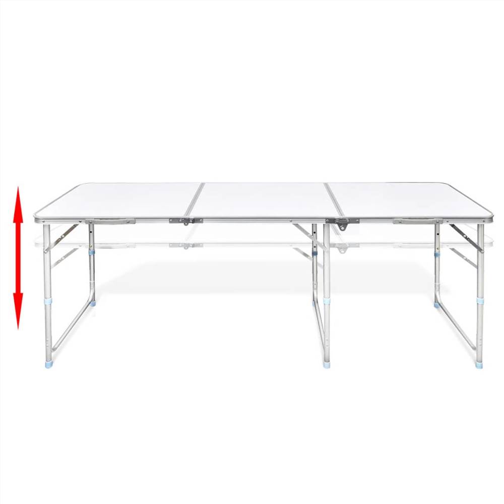 Foldable Camping Table Set with 6 Stools Height Adjustable 180x60cm 21 Foldable Camping Table Set with 6 Stools Height Adjustable 180x60cm