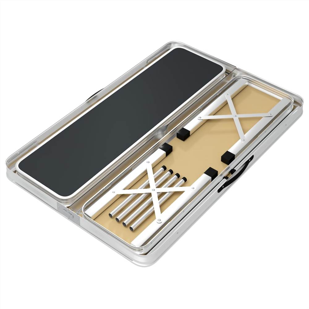 Folding Camping Table with 2 Benches Aluminium Grey 18 Folding Camping Table with 2 Benches Aluminium Grey