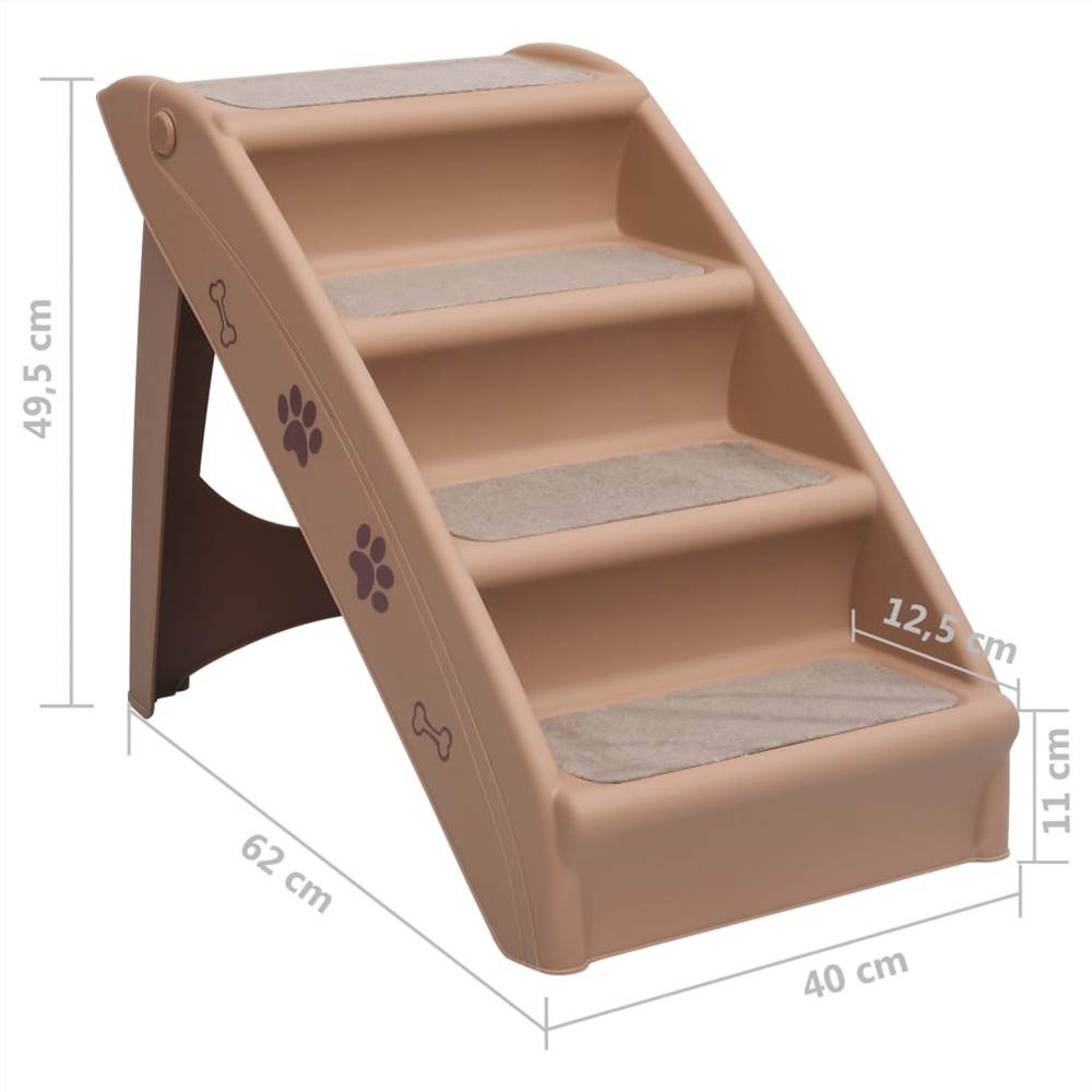 Folding Dog Stairs Brown 62x40x49.5 cm
