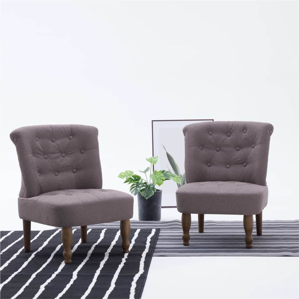 

French Chairs 2 pcs Taupe Fabric