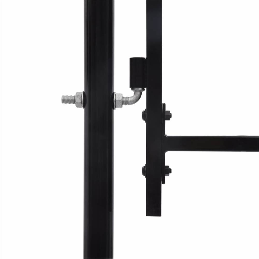 Garden Fence Gate with Arched Top Steel 1.75x5 m Black