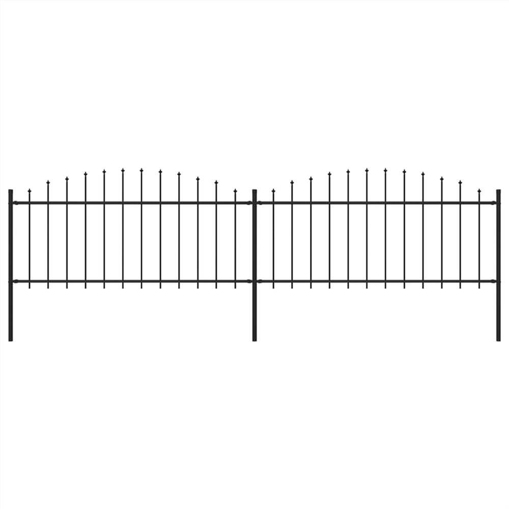 

Garden Fence with Spear Top Steel (0.5-0.75)x3.4 m Black