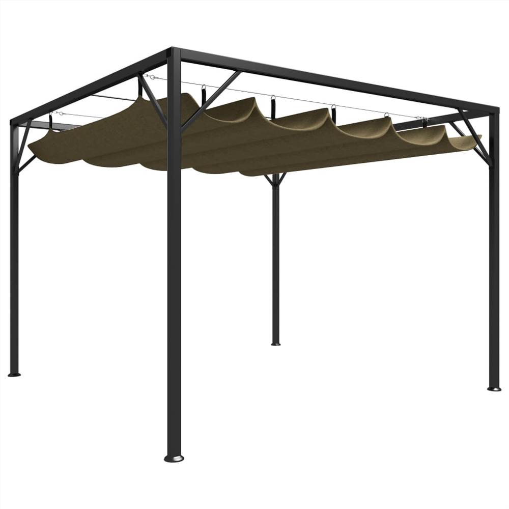 

Garden Gazebo with Retractable Roof 3x3 m Taupe 180 g/m²