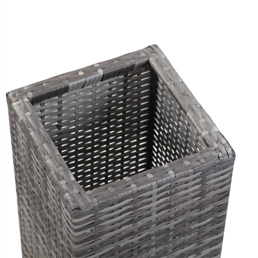 Garden Raised Beds 3 pcs Poly Rattan Grey