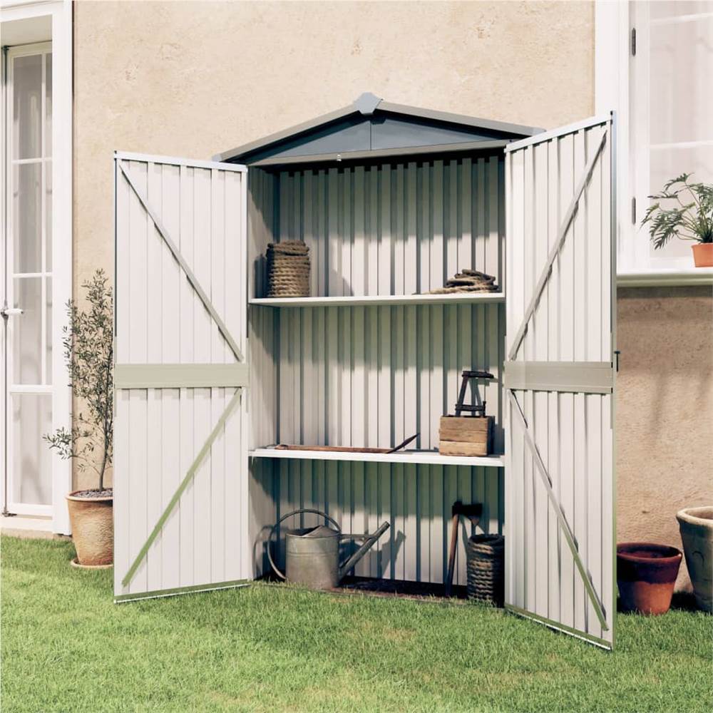 

Garden Shed Grey 107.5x46x183 cm Galvanised Steel