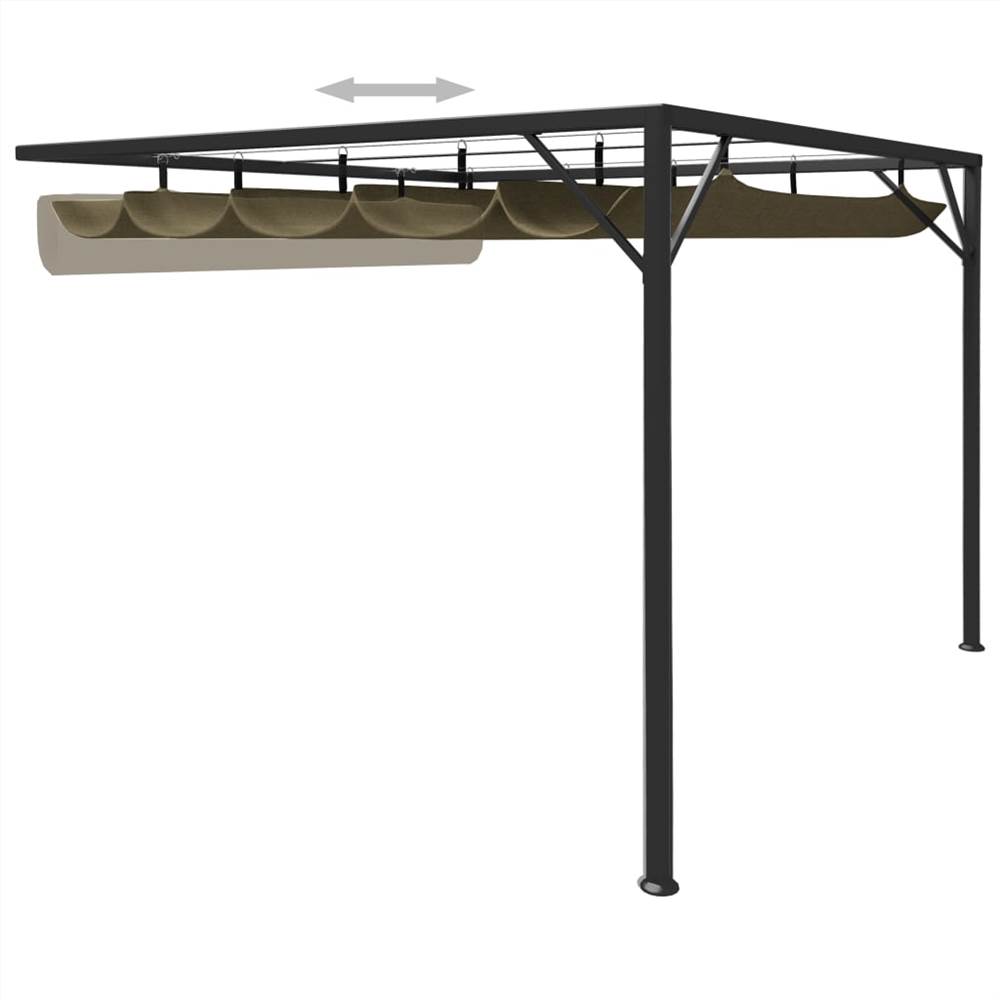 Garden Wall Gazebo with Retractable Roof 3x3 m Taupe 180 g/m²