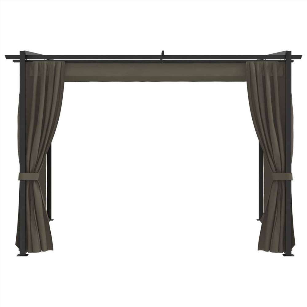 Gazebo with Curtains 3x3 m Taupe Steel