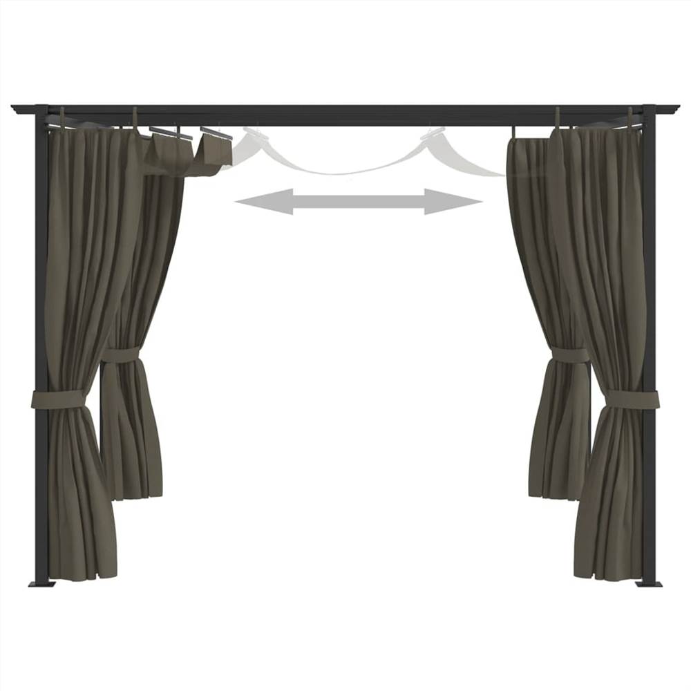 Gazebo with Curtains 3x3 m Taupe Steel