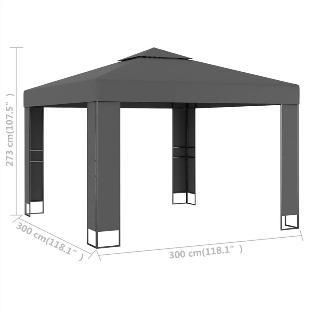 Gazebo with Double Roof 3x3 m Anthracite