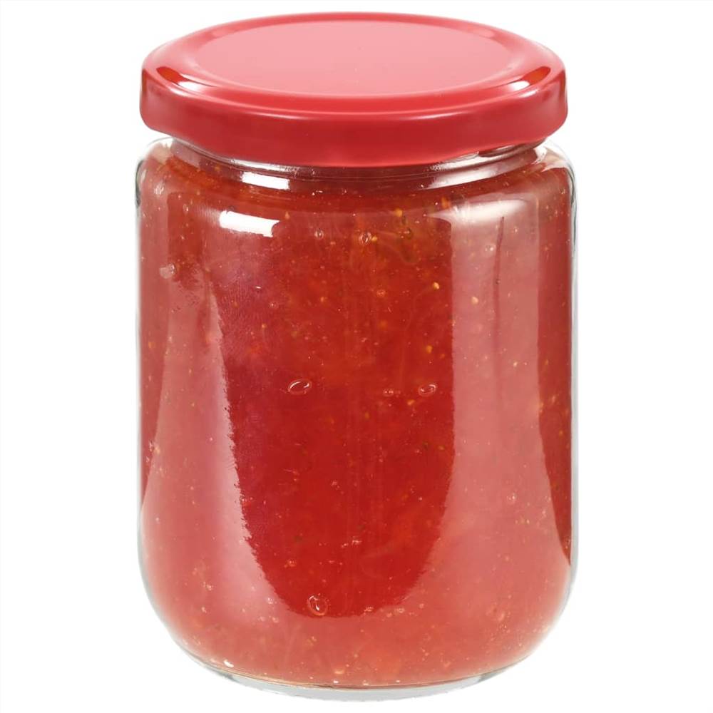 Glass Jam Jars With Red Lid 96 Pcs 230 Ml 486473 2 