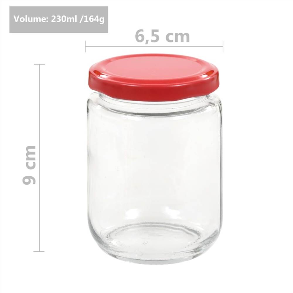 Glass Jam Jars With Red Lid 96 Pcs 230 Ml