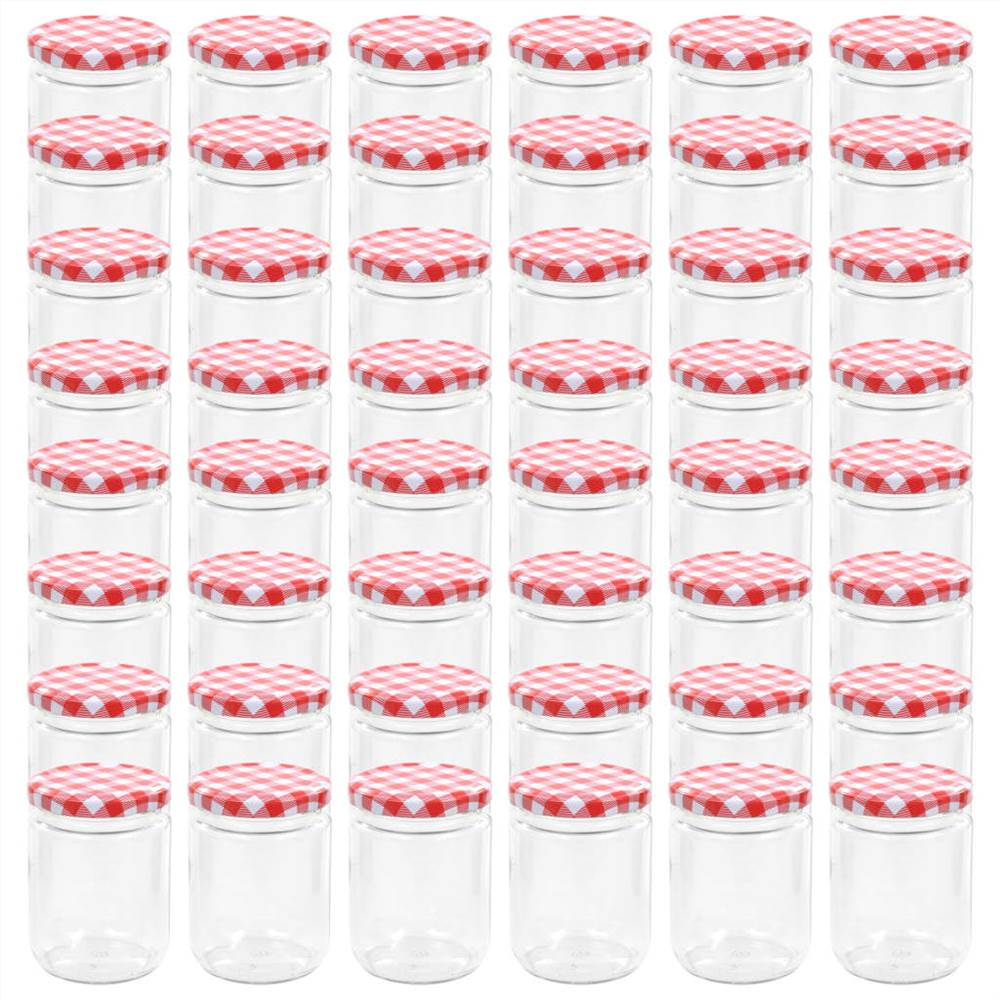 Glass Jam Jars with White and Red Lid 48 pcs 230 ml