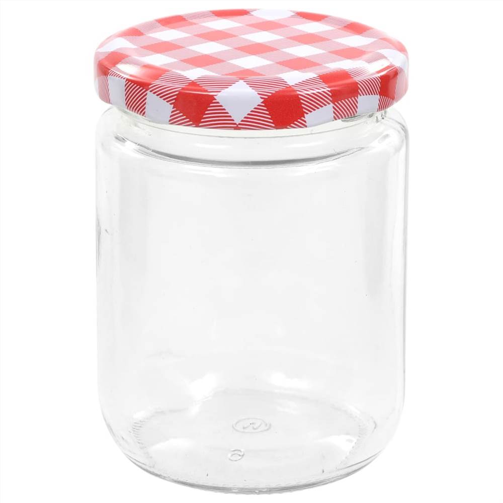 Glass Jam Jars with White and Red Lid 48 pcs 230 ml