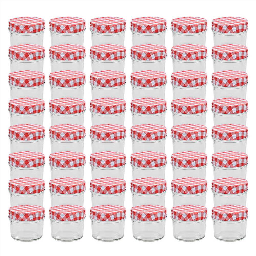 

Glass Jam Jars with White and Red Lids 48 pcs 110 ml