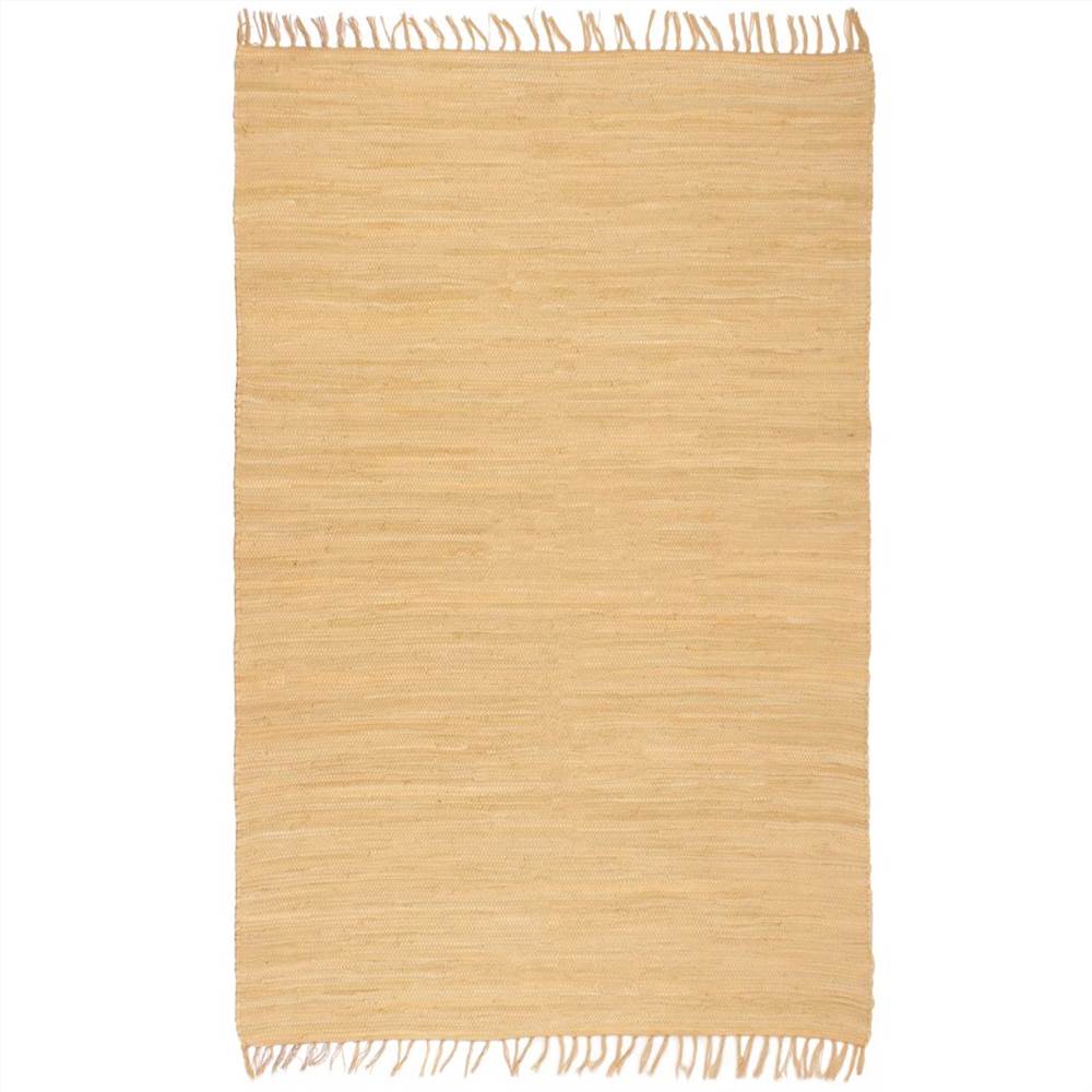 Hand-woven Chindi Rug Cotton 160x230 cm Beige