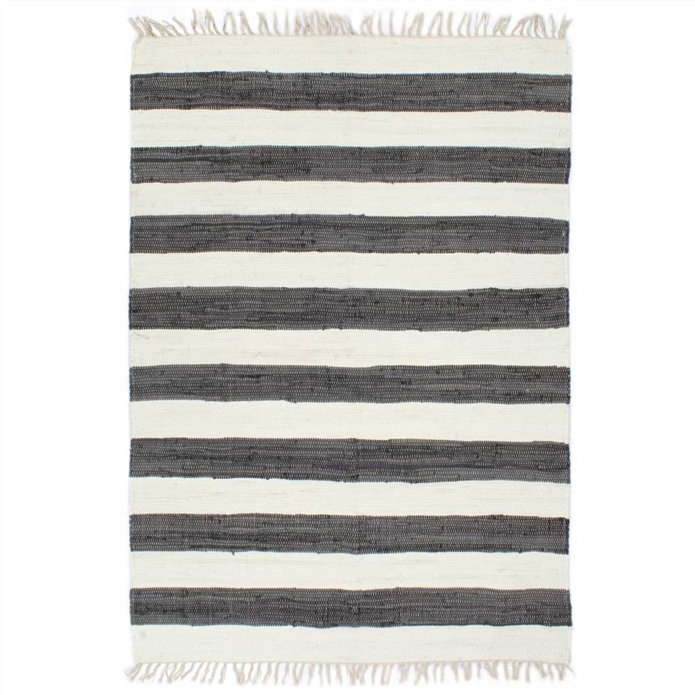 

Hand-woven Chindi Rug Cotton 80x160 cm Anthracite and White