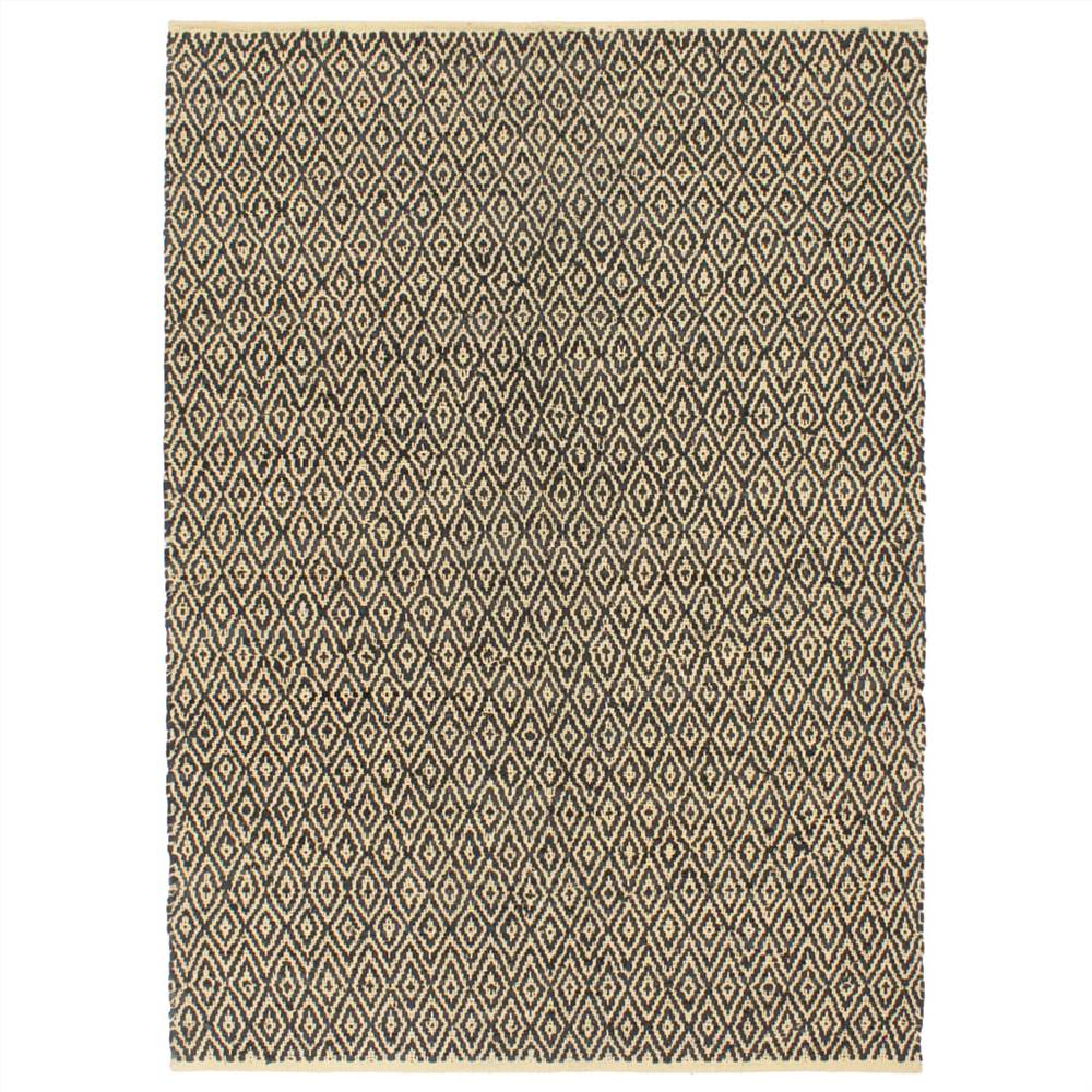 

Hand-woven Chindi Rug Leather Cotton 80x160 cm Black