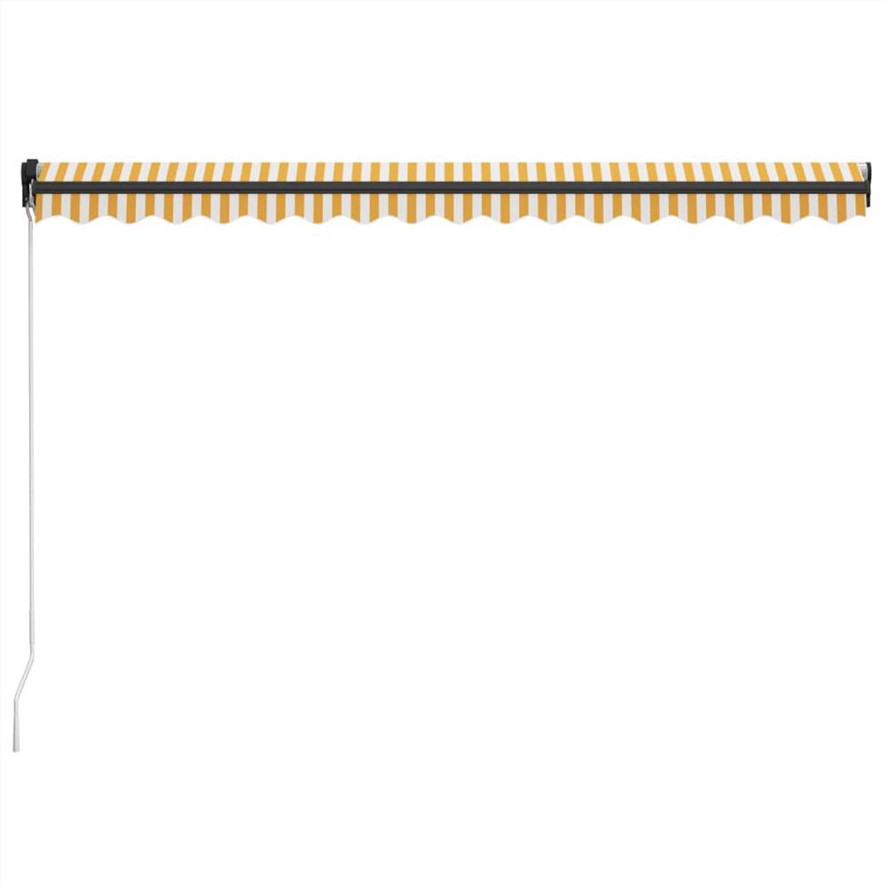 Manual Retractable Awning with LED 400x300 cm Yellow and White