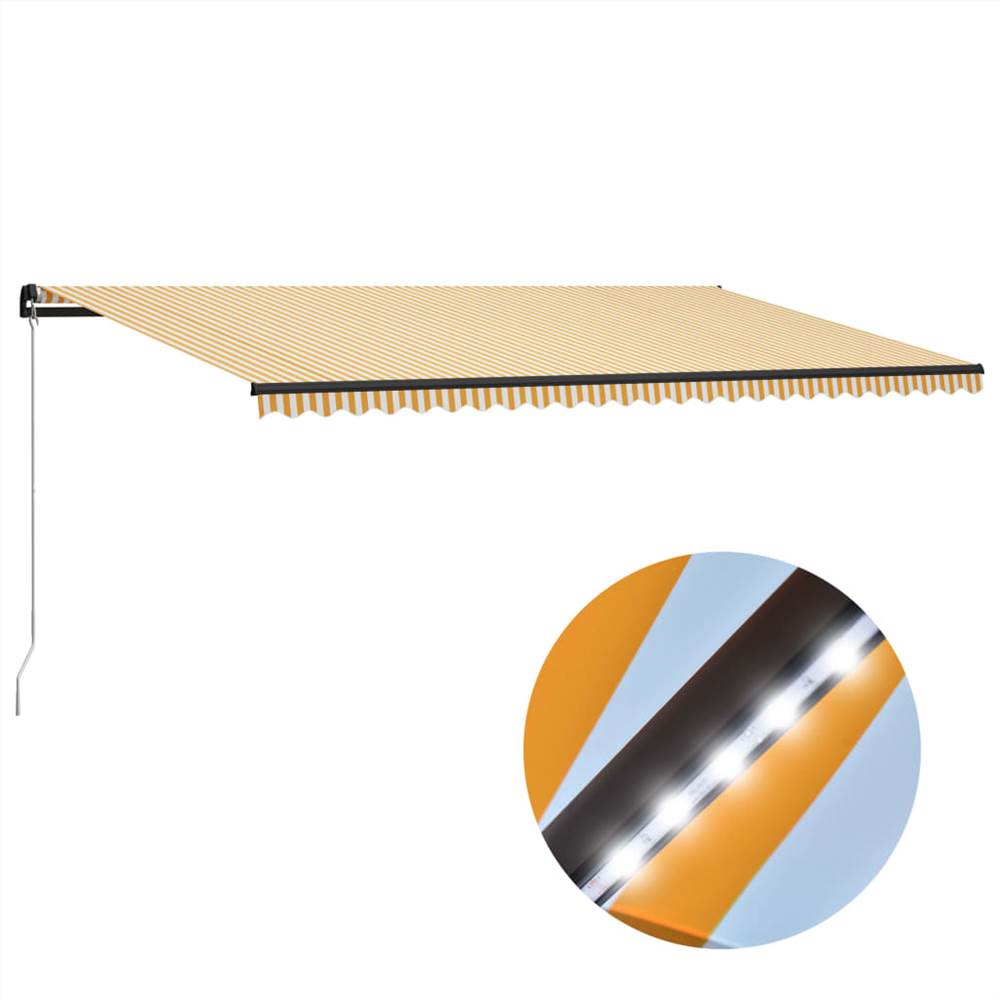 

Manual Retractable Awning with LED 600x300 cm Yellow and White