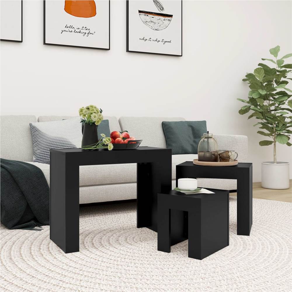 

Nesting Coffee Tables 3 pcs Black Chipboard