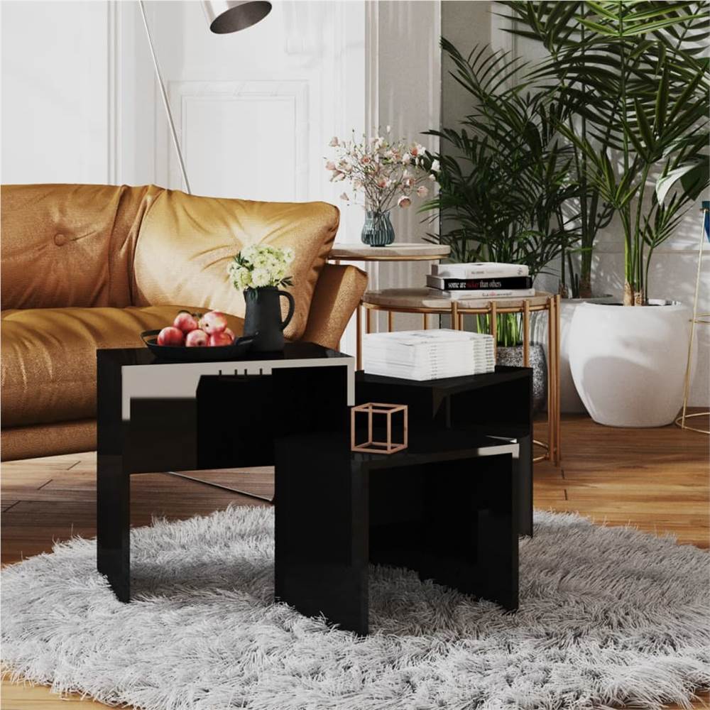 Nesting Coffee Tables 3 pcs High Gloss Black Chipboard
