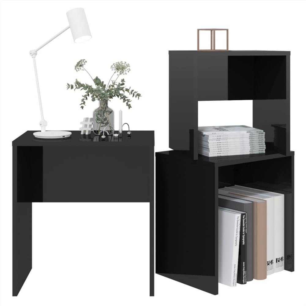 Nesting Coffee Tables 3 pcs High Gloss Black Chipboard