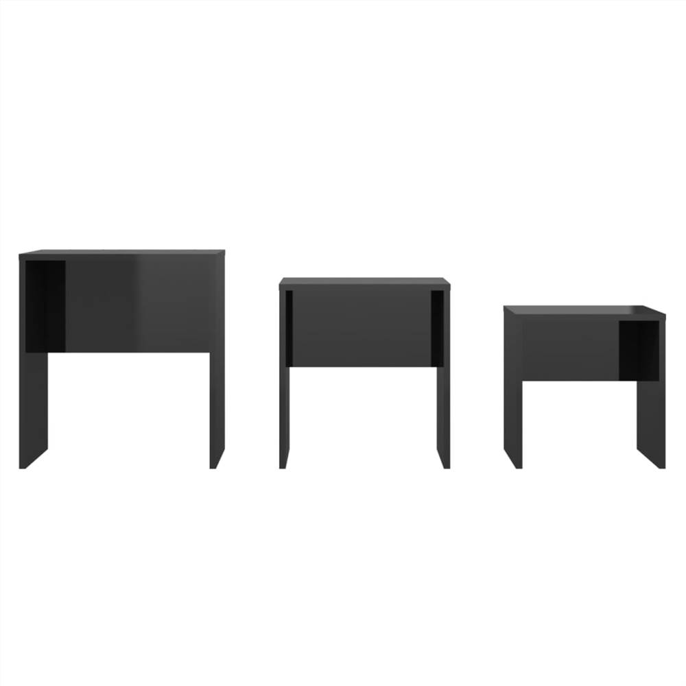 Nesting Coffee Tables 3 pcs High Gloss Black Chipboard