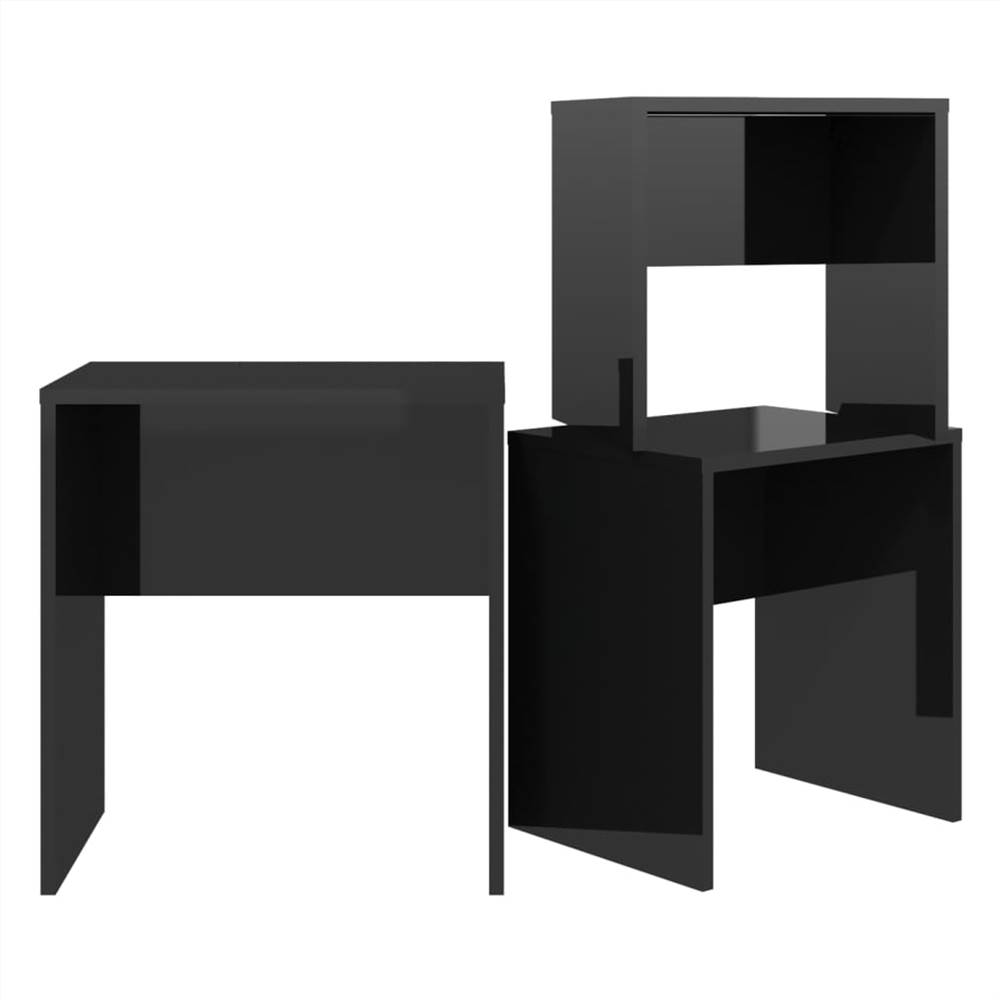 Nesting Coffee Tables 3 pcs High Gloss Black Chipboard