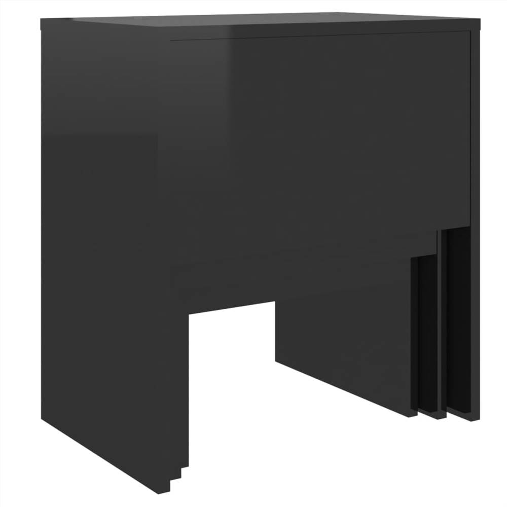Nesting Coffee Tables 3 pcs High Gloss Black Chipboard
