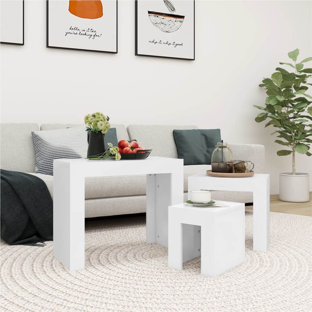 

Nesting Coffee Tables 3 pcs White Chipboard