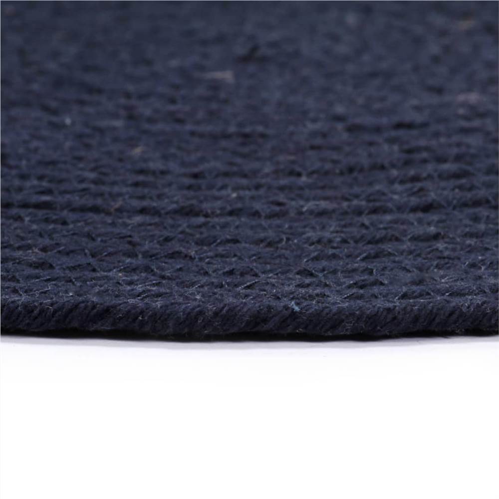 Placemats 6 pcs Plain Navy Blue 38 cm Round Cotton