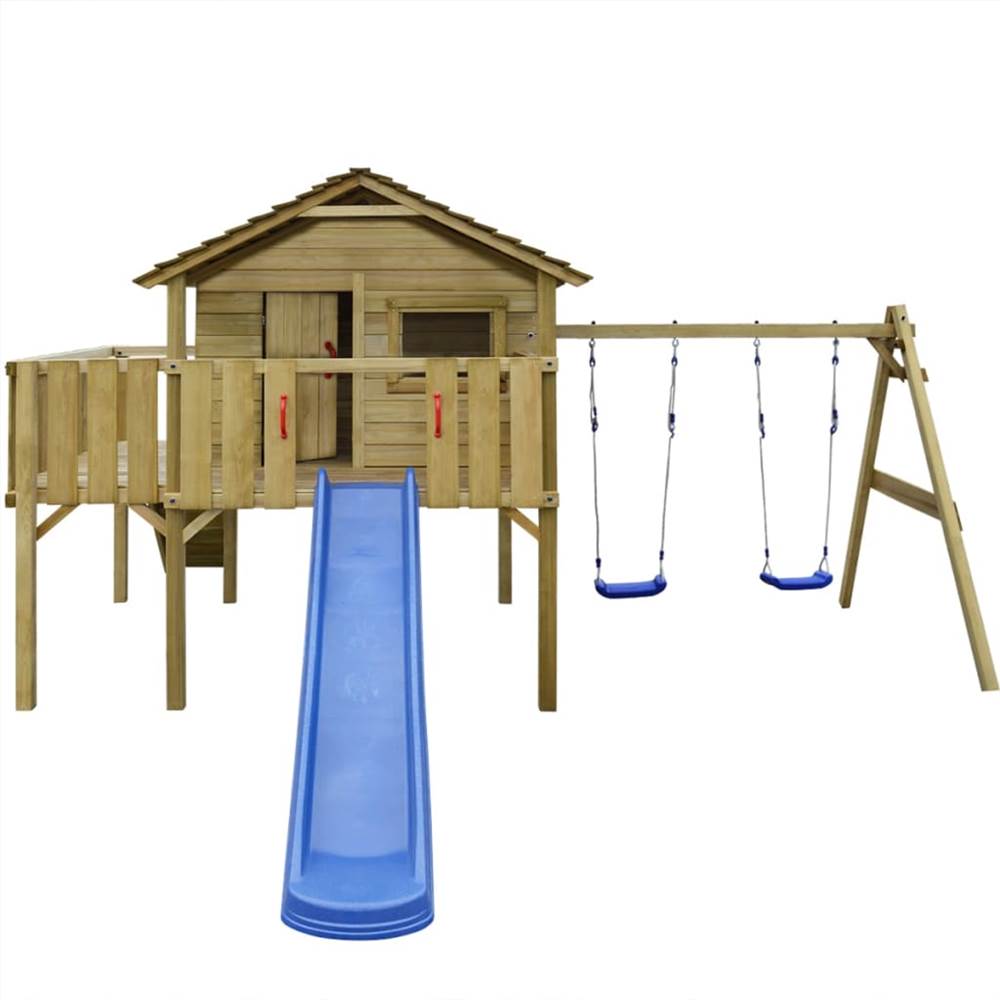 

Playhouse Set with Ladder, Slide and Swings 480x440x294 cm Wood