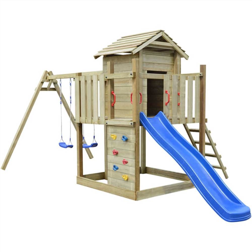 

Playhouse Set with Ladder, Slide and Swings 557x280x271 cm Wood