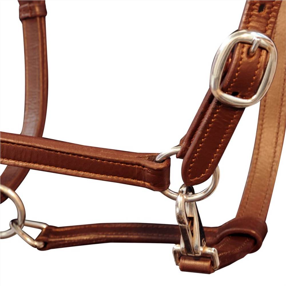 Real Leather Headcollar Stable Halter Adjustable Brown Full 9 Real Leather Headcollar Stable Halter Adjustable Brown Full