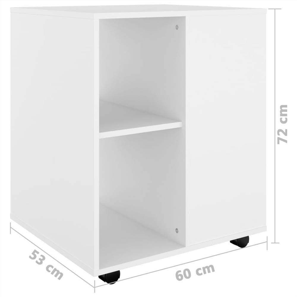 Rolling Cabinet White 60x53x72 cm Chipboard
