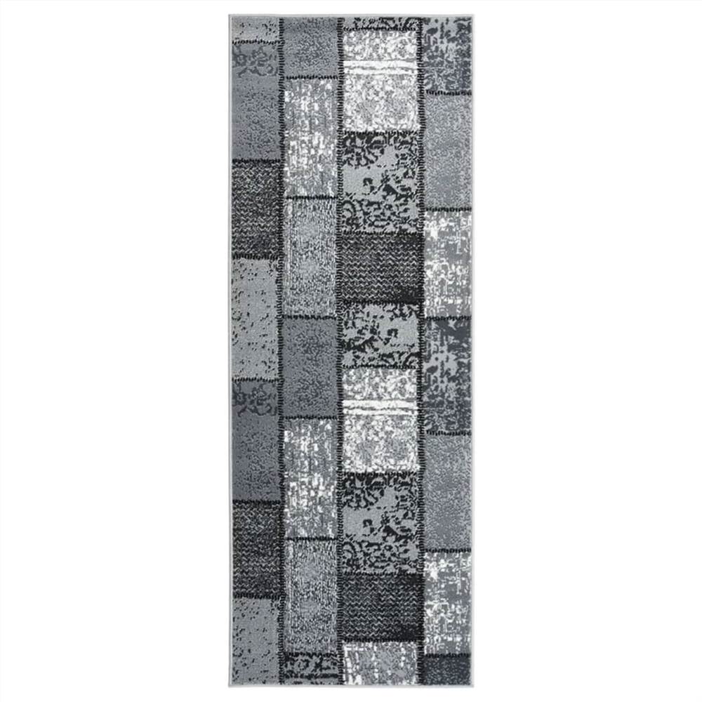 Runner Rug BCF Grey with Block Pattern 100x250 cm