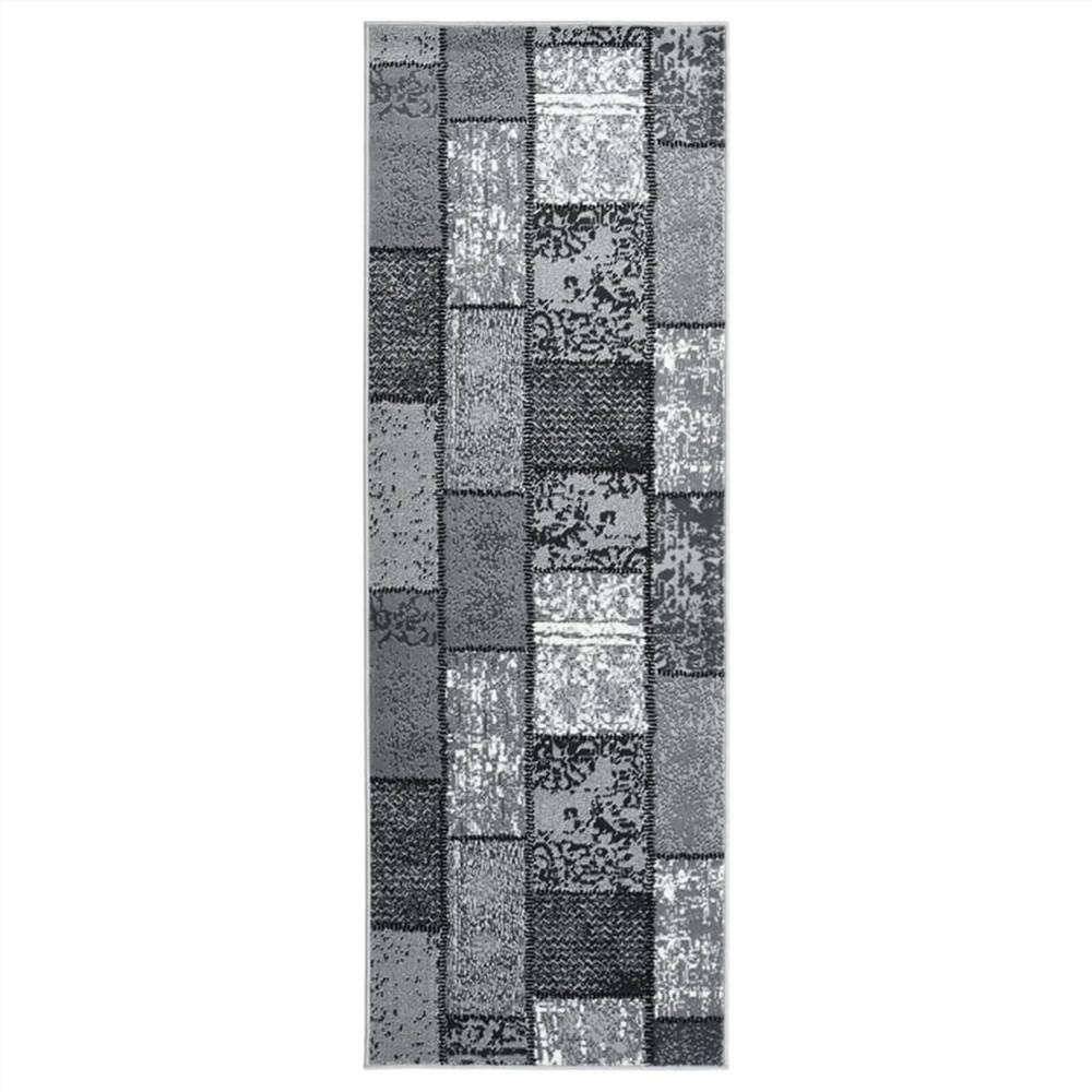 

Runner Rug BCF Grey with Block Pattern 100x300 cm
