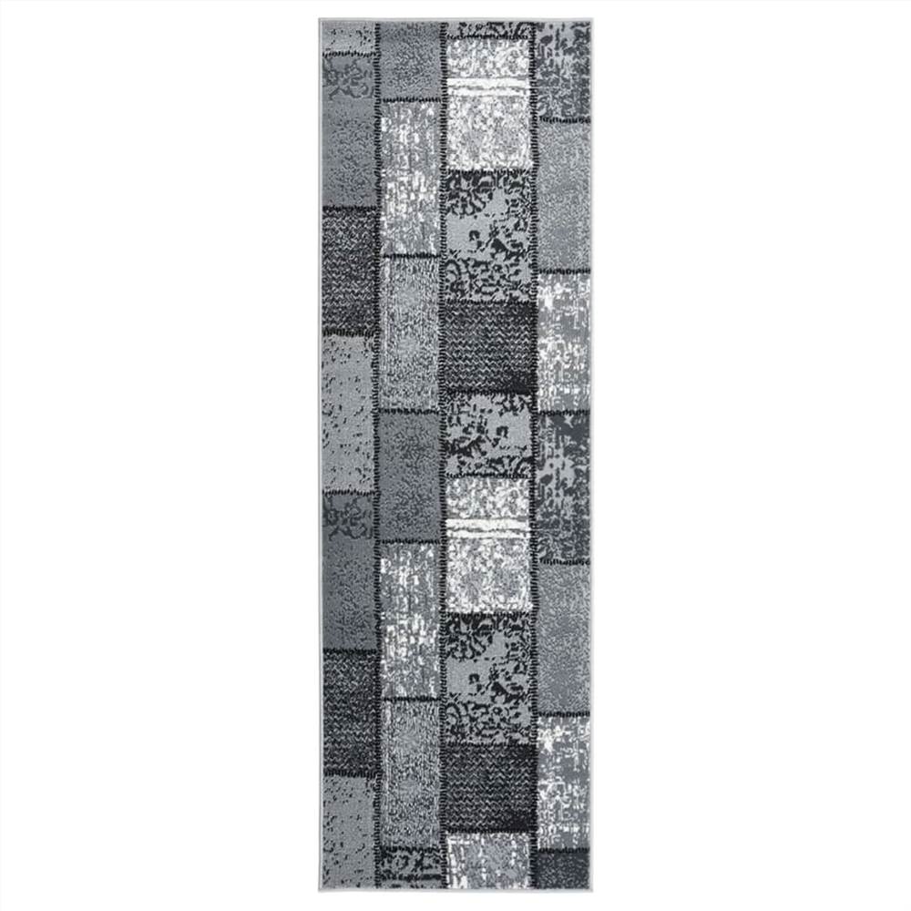 

Runner Rug BCF Grey with Block Pattern 80x300 cm