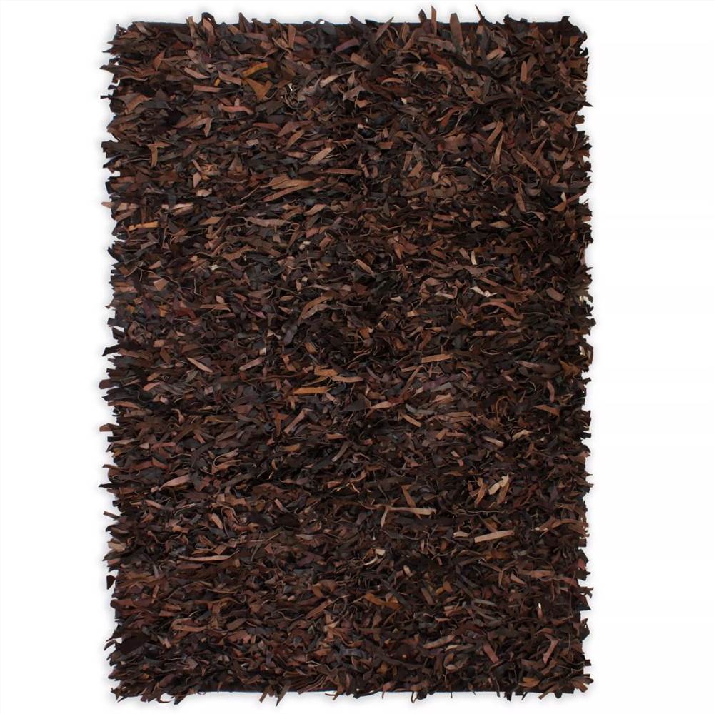 

Shaggy Rug Genuine Leather 120x170 cm Brown