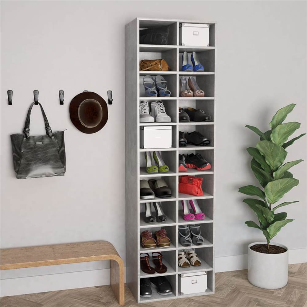 

Shoe Cabinet Concrete Grey 54x34x183 cm Chipboard