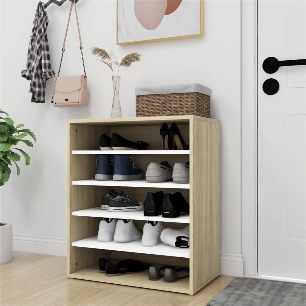 

Shoe Cabinet White and Sonoma Oak 60x35x70 cm Chipboard