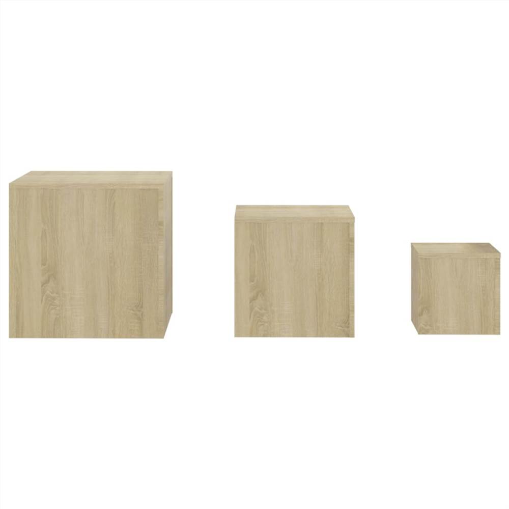 Side Tables 3 pcs Sonoma Oak Chipboard