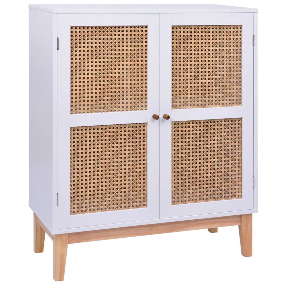 

Sideboard White 80x35x100 cm MDF and Rattan