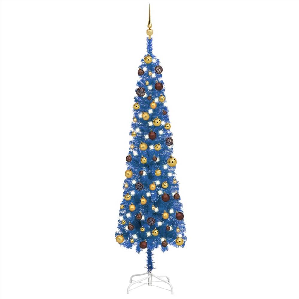 

Slim Christmas Tree with LEDs&Ball Set Blue 180 cm