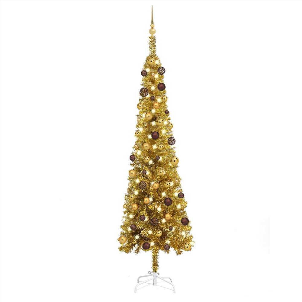 

Slim Christmas Tree with LEDs&Ball Set Gold 240 cm
