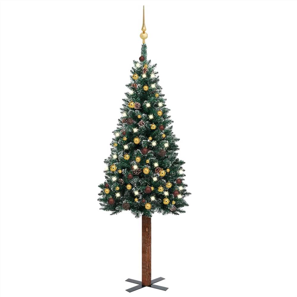 

Slim Christmas Tree with LEDs&Ball Set Green 150 cm