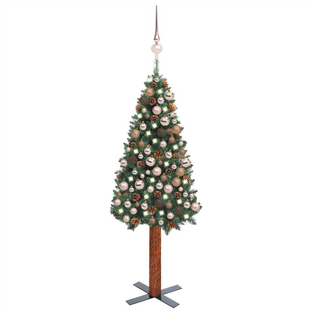 

Slim Christmas Tree with LEDs&Ball Set Green 180 cm PVC